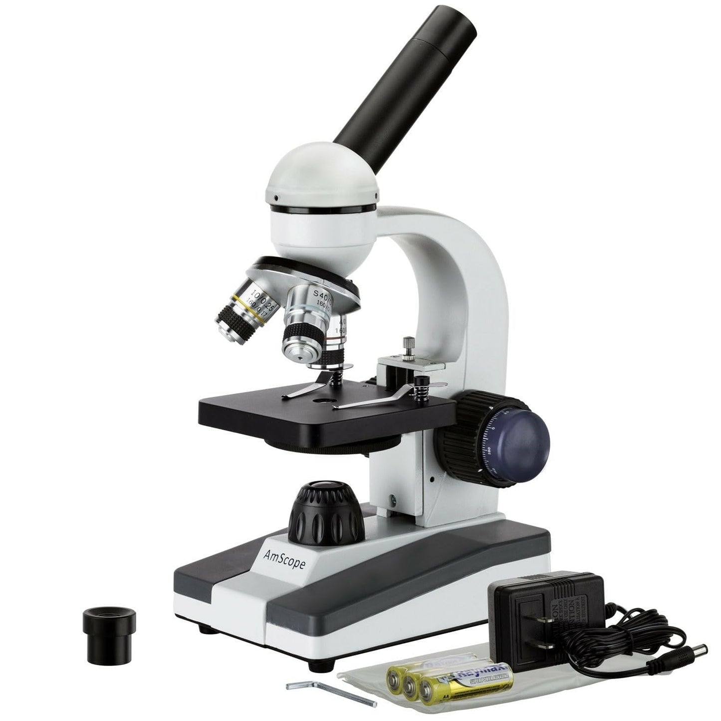 AmScope M150C / M150C-I 40X-1000X All-Metal Optical Glass Lenses Cordless LED Student Biological Compound Microscope