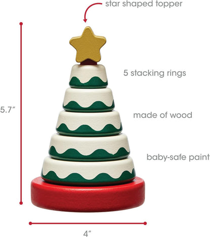 Pearhead Christmas Tree Stack Toy - Holiday Nursery Décor and Stacking Rings for Baby
