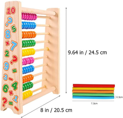 Tvoip Wooden Abacus for Kids Math with 100 Beads and 100 Counting Sticks Educational Math Games Preschool Learning Toys Learning Number Abacus for Toddler, Mathematics Toy Beads Game