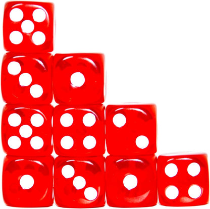 SmartDealsPro 10-Pack D6 Six Sided 16mm Transparent Dice Die for DND, MTG, RPG, Tenzi, Yahtze, Bunco, Table Borad Games, Math Teaching