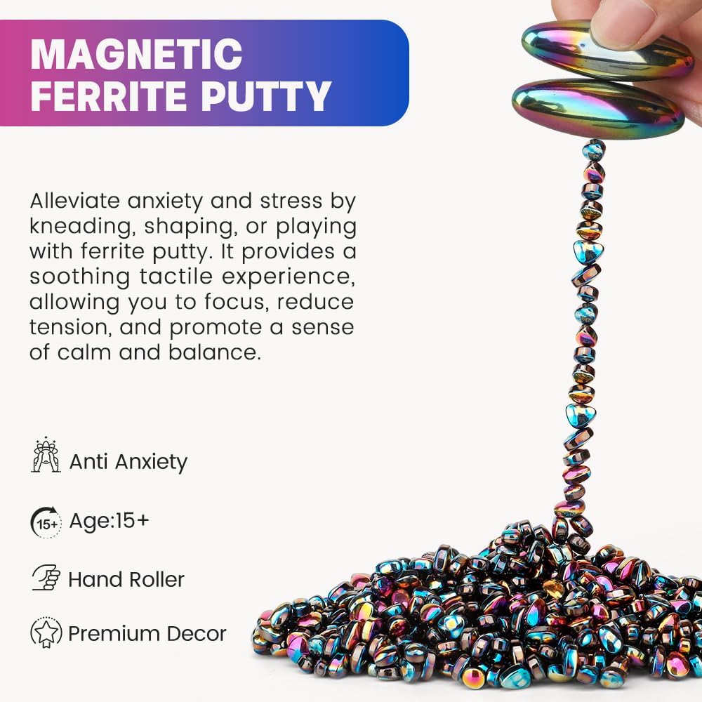 Slime Putty Set, Cool Fidget Magnet Ferrite Putty, Magnetic Stones Eggs with Rattle Oval Magnet, Novelty EDC Desk Gadget Slime Putty & Science Kit Gift