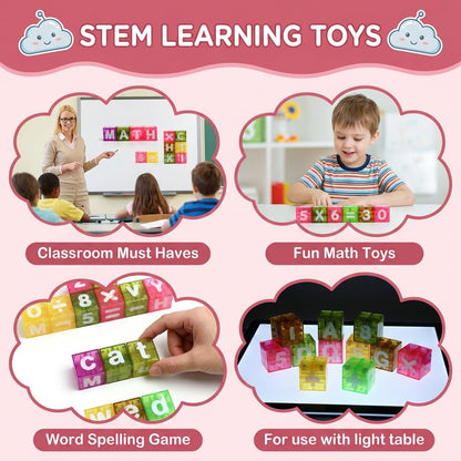 Magnetic Alphabet Blocks 40pcs - Educational STEM Learning Toys for Kids 3-8 | Portable Travel Letter Number Math Kit | Montessori Preschool Gifts Boys Girls