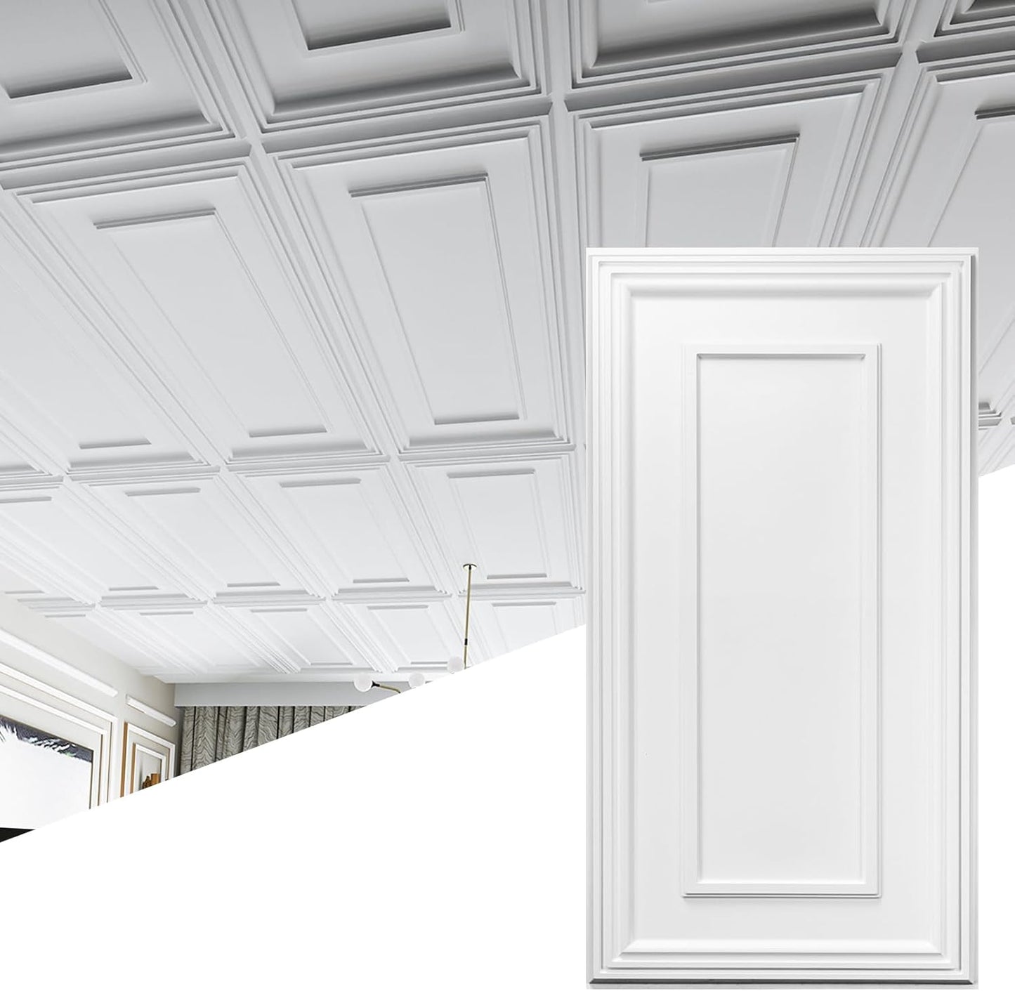 Art3d PVC Ceiling Tiles, 2'x2' Plastic Sheet in Black (12-Pack)