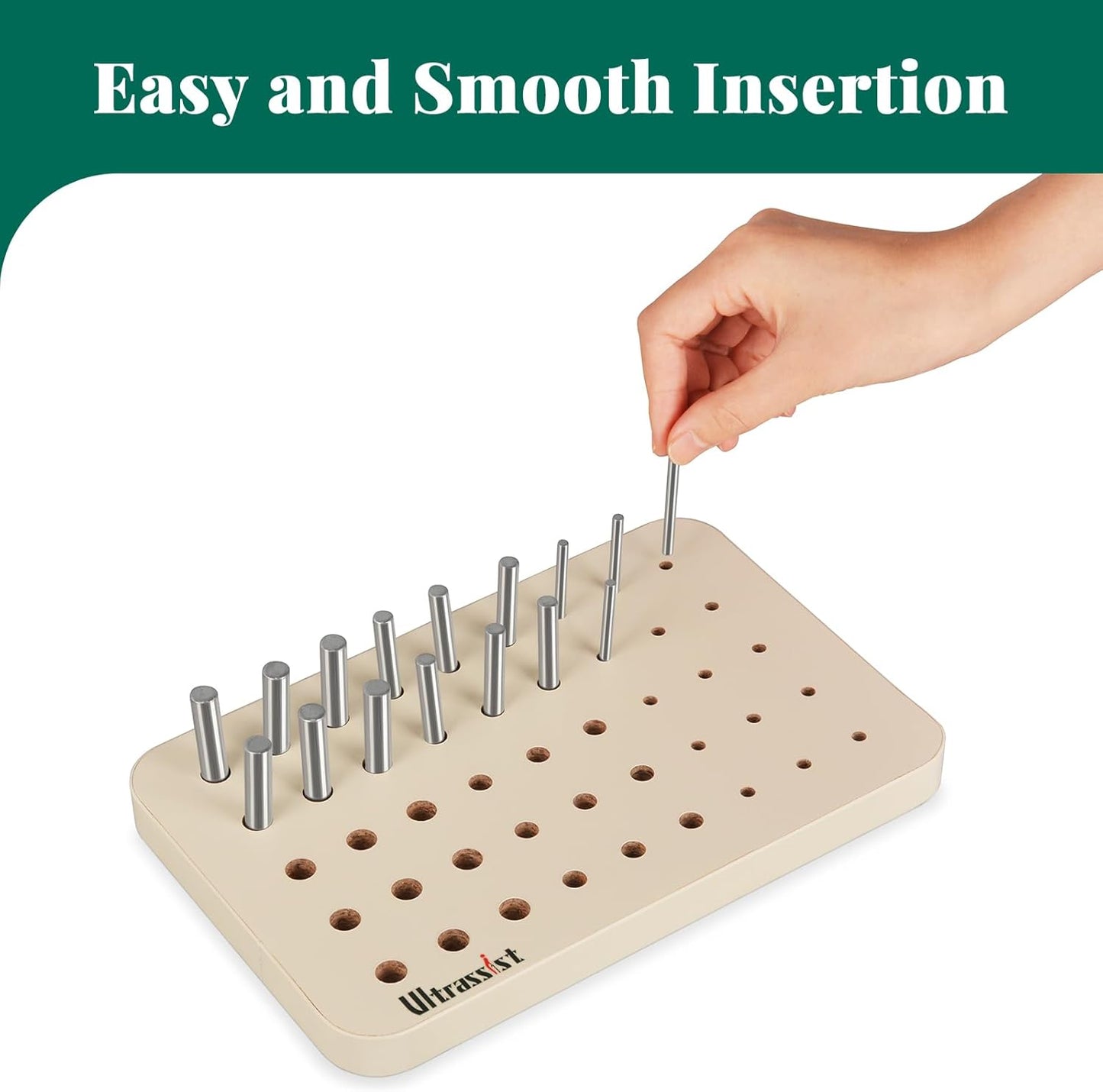 Ultrassist 45-Hole Wooden Pegboard for Occupational Therapy, Fine Motor Skills & Hand Dexterity Training, Includes 45 Metal Pegs, Ideal for Stroke, Brain Injury, Elderly Rehab & Hand Therapy