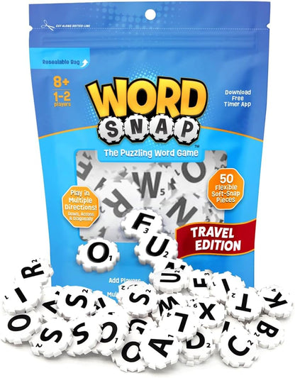 Word Strategy Game with Travel Bag, Word Puzzle for Adults, Family, and Kids, Fun Game for Ages 8+, 1-4 Players