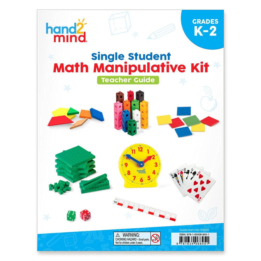 hand2mind - 93539 Take Home Math Manipulatives Kit for Kids, with Snap Cubes, Base Ten Blocks, Cuisenaire Rods, Angle Circles, and Color Tiles, Kindergarten Homeschool Supplies (293 Pieces)