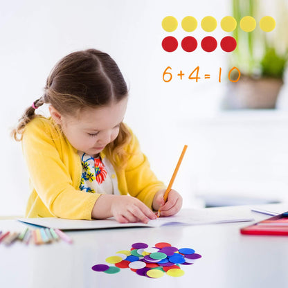 Coopay 1000 Pieces 1 Inch Bingo Chips Bulk, 10 Colors Bingo Markers for Math Practice, Plastic Learning Counters Disks Counting Discs, Poker Chips Game Tokens Kids Reward