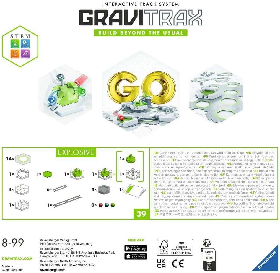 Ravensburger GraviTrax GO Explosive- Marble Run, STEM and Construction Toys for Kids Age 8 Years Up - Kids Gifts