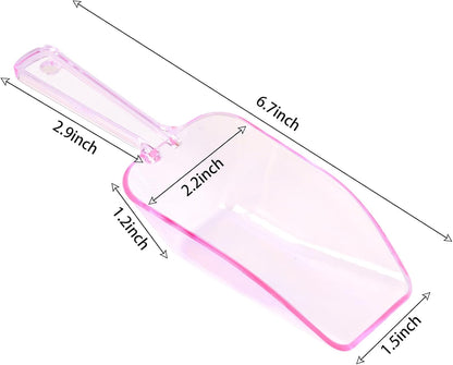 12Pcs Clear Plastic Ice Scoops Tongs Set, Small Tongs for Serving Food, Mini Candy Scoops for Candy Buffet Dry Goods Freezer Bin Canisters (Clear)