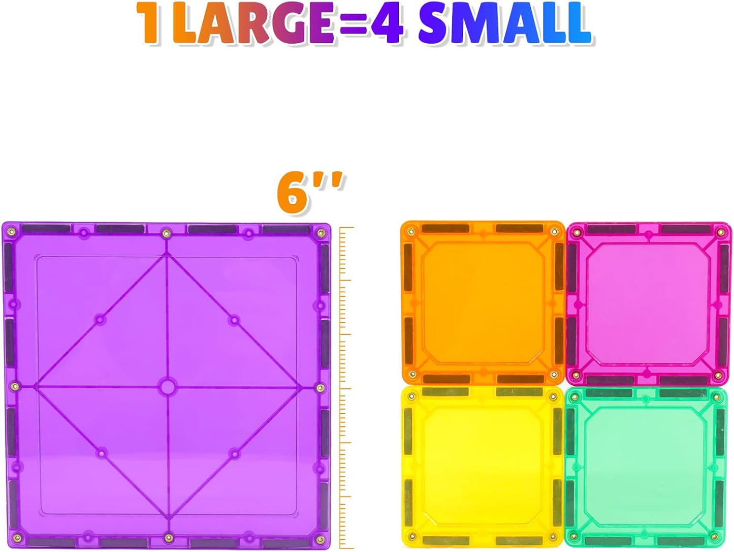 STEM Magnetic Tiles 70PCS Educational Toys for Kids Ages 3-8, Montessori Sensory Magnet Blocks for Toddlers, Classroom & Home Construction Kit
