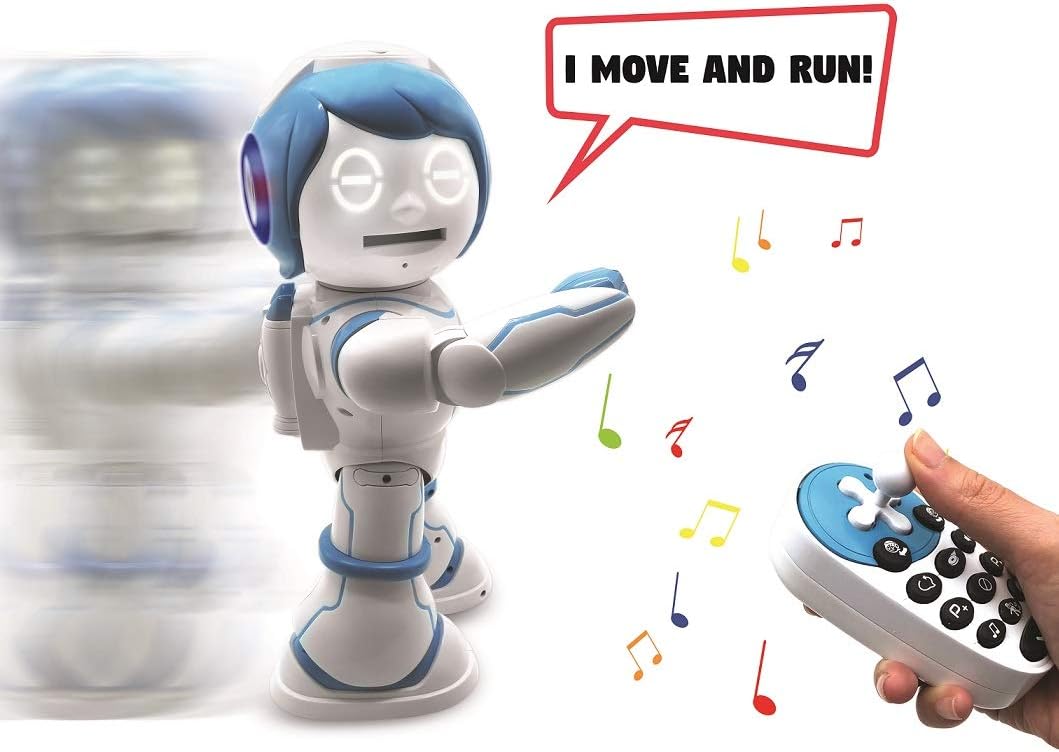 LEXiBOOK, Powerman Neo, My Robot Full of Technology, Remote Control and Gesture Control, Educational Activities in English, Programmable, Music and Dance, Sound and Light Effects, Blue/White, ROB18EN