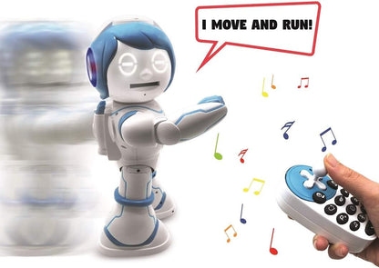 LEXiBOOK, Powerman Neo, My Robot Full of Technology, Remote Control and Gesture Control, Educational Activities in English, Programmable, Music and Dance, Sound and Light Effects, Blue/White, ROB18EN