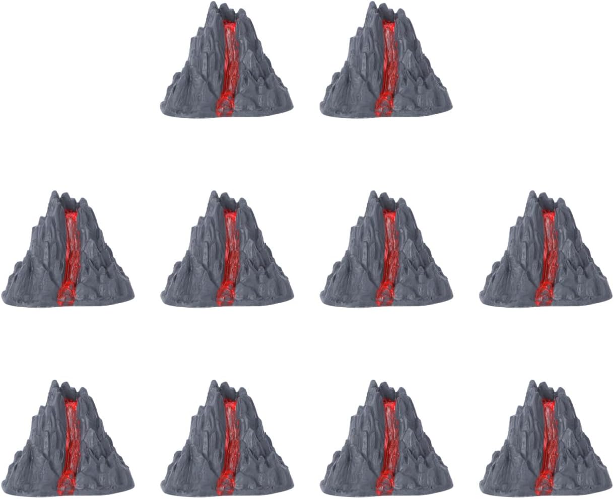 BESPORTBLE Toy Volcanoes 8Cm Realistic Volcano Model Set for Dinosaur Scenes Educational Use Home Decoration Plastic Playset 10 Pieces