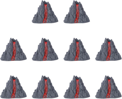BESPORTBLE Toy Volcanoes 8Cm Realistic Volcano Model Set for Dinosaur Scenes Educational Use Home Decoration Plastic Playset 10 Pieces