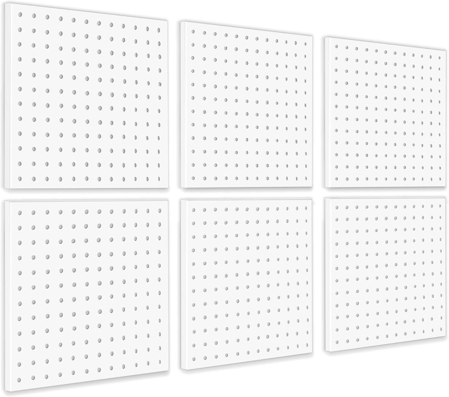 16pcs Pegboard sets, Plastic White Peg board Wall Organizer Kits,4pcs Peg Board and 12 Accessories Modular Hanging, Wall Mount Display Pegboard Panel Sets for Home Office Garage Kitchen Workshop