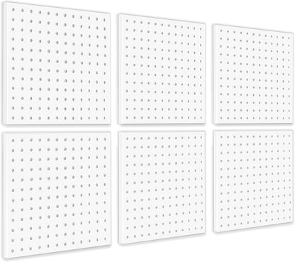 16pcs Pegboard sets, Plastic White Peg board Wall Organizer Kits,4pcs Peg Board and 12 Accessories Modular Hanging, Wall Mount Display Pegboard Panel Sets for Home Office Garage Kitchen Workshop