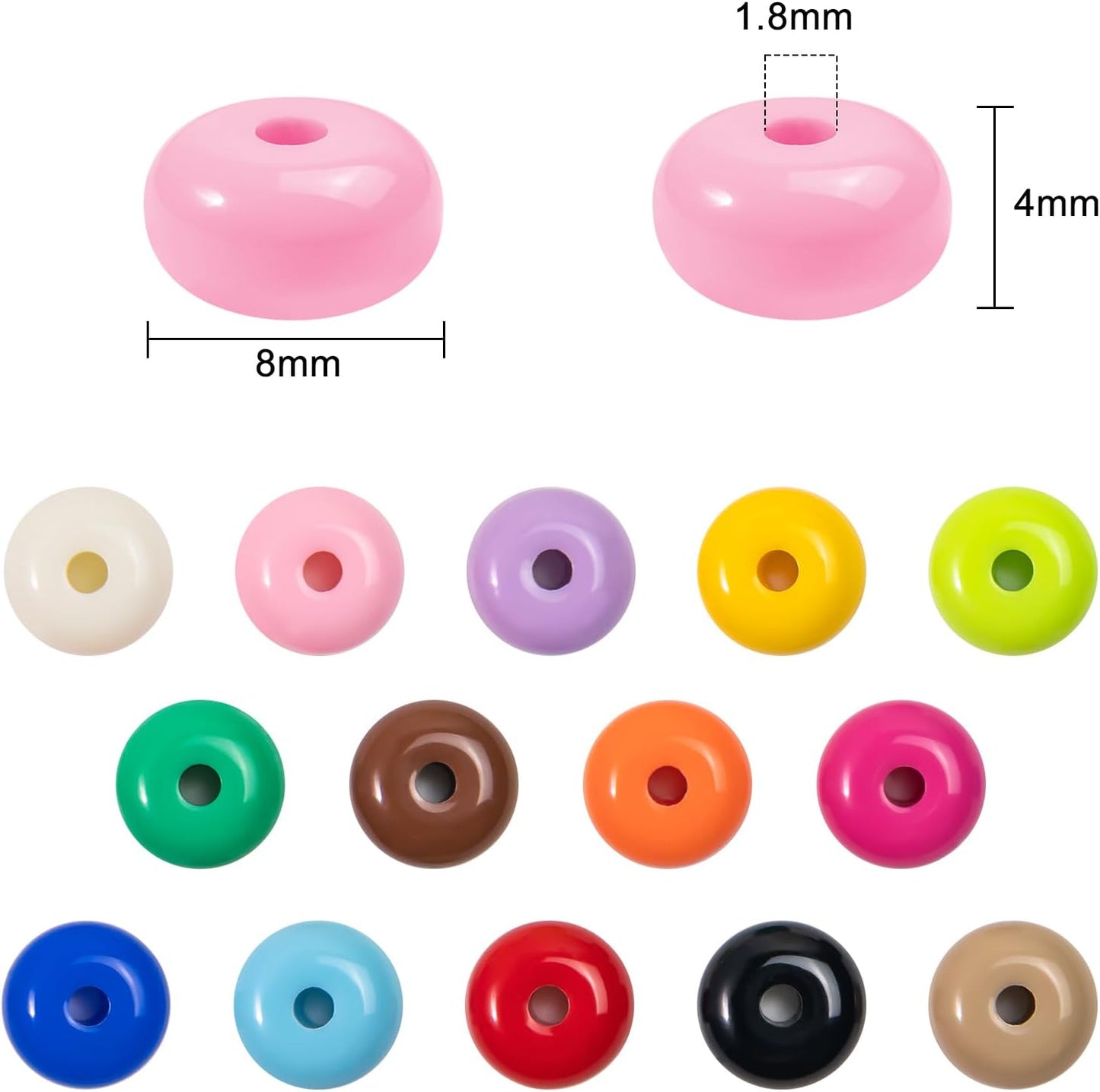 500PCS 8mm Acrylic Lentil Beads, White Abacus Beads Loose Beads for Crafts, Acrylic Spacer Beads for Jewelry Bracelet Necklace Making, Beads for Pens Charms Crafts, Small