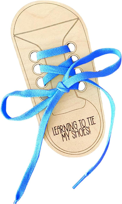 Educational Wood Lacing Shoe Toy with Colorful Shoelace for Toddler Learning to Tie Shoes and Boosting Independence Parent