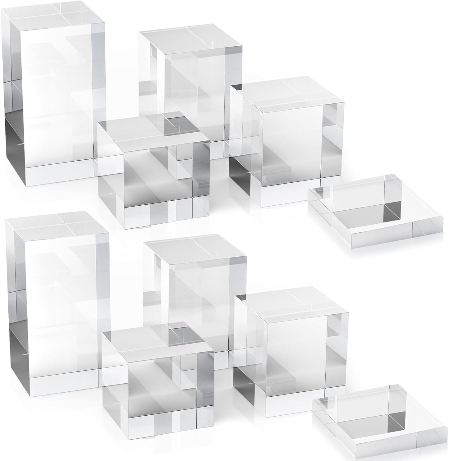 Marsui 10 Pcs Acrylic Cubes for Display Product Photography Props Transparent Acrylic Block Set for Boutique Jewelry Cosmetic Crafts Closet Show(Square, 10 Sizes)