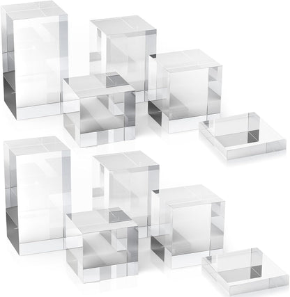 Marsui 10 Pcs Acrylic Cubes for Display Product Photography Props Transparent Acrylic Block Set for Boutique Jewelry Cosmetic Crafts Closet Show(Square, 10 Sizes)