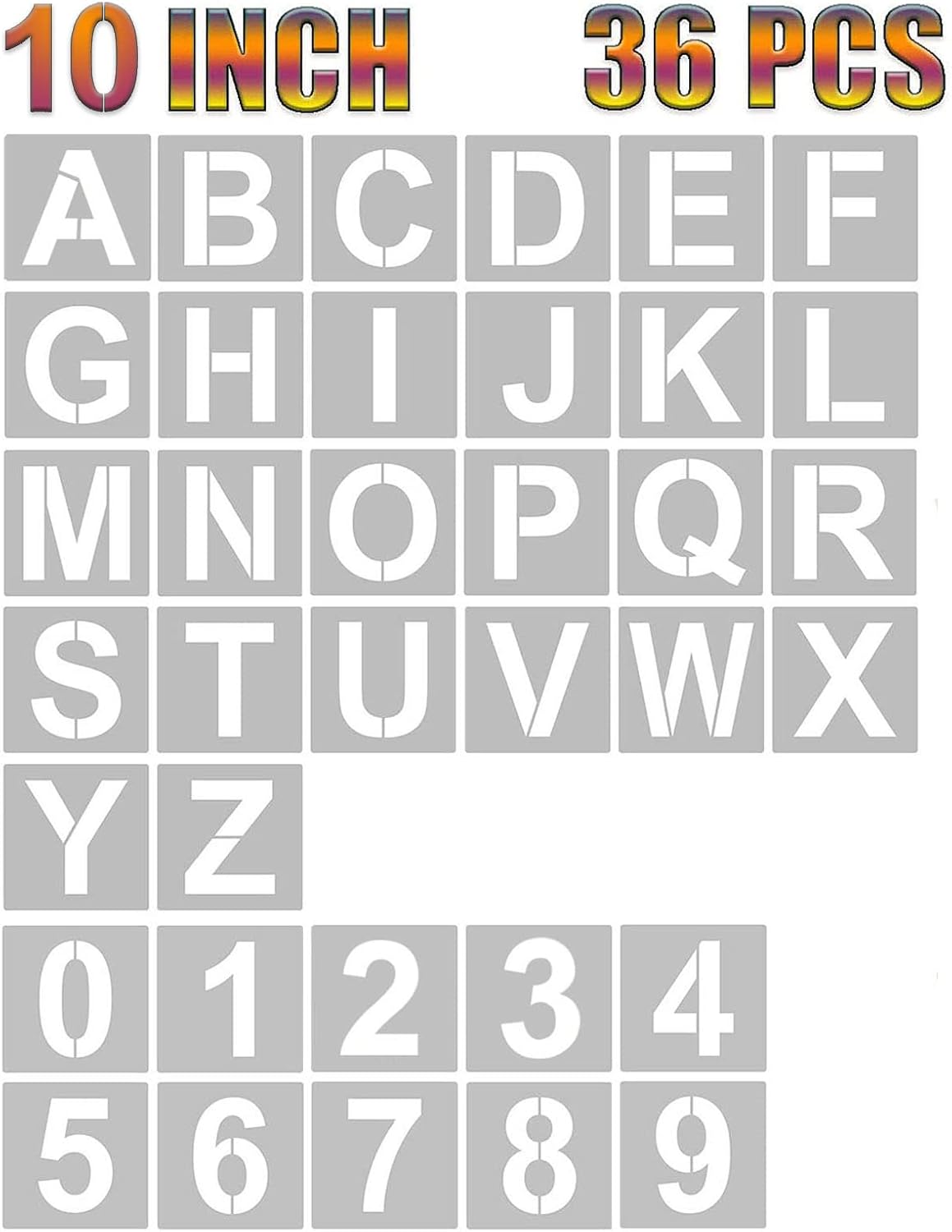 4 Inch Letter Stencils and Numbers, 36 Pcs Alphabet Art Craft Stencil, Reusable Plastic Templates for Wood, Wall, Fabric, Rock, Signage (4 Inch)