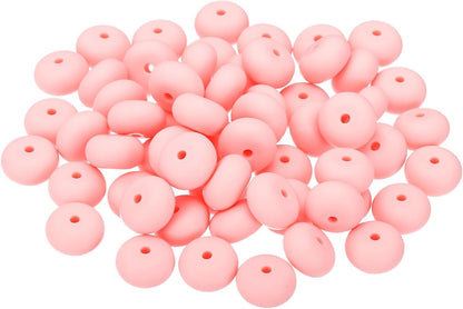 PATIKIL 14mm Silicone Beads, 60PCS Silicone Beads Bulk Abacus Spacer Beads Lentil Focal Cute for Pens Keychain Bracelets Necklace, Black
