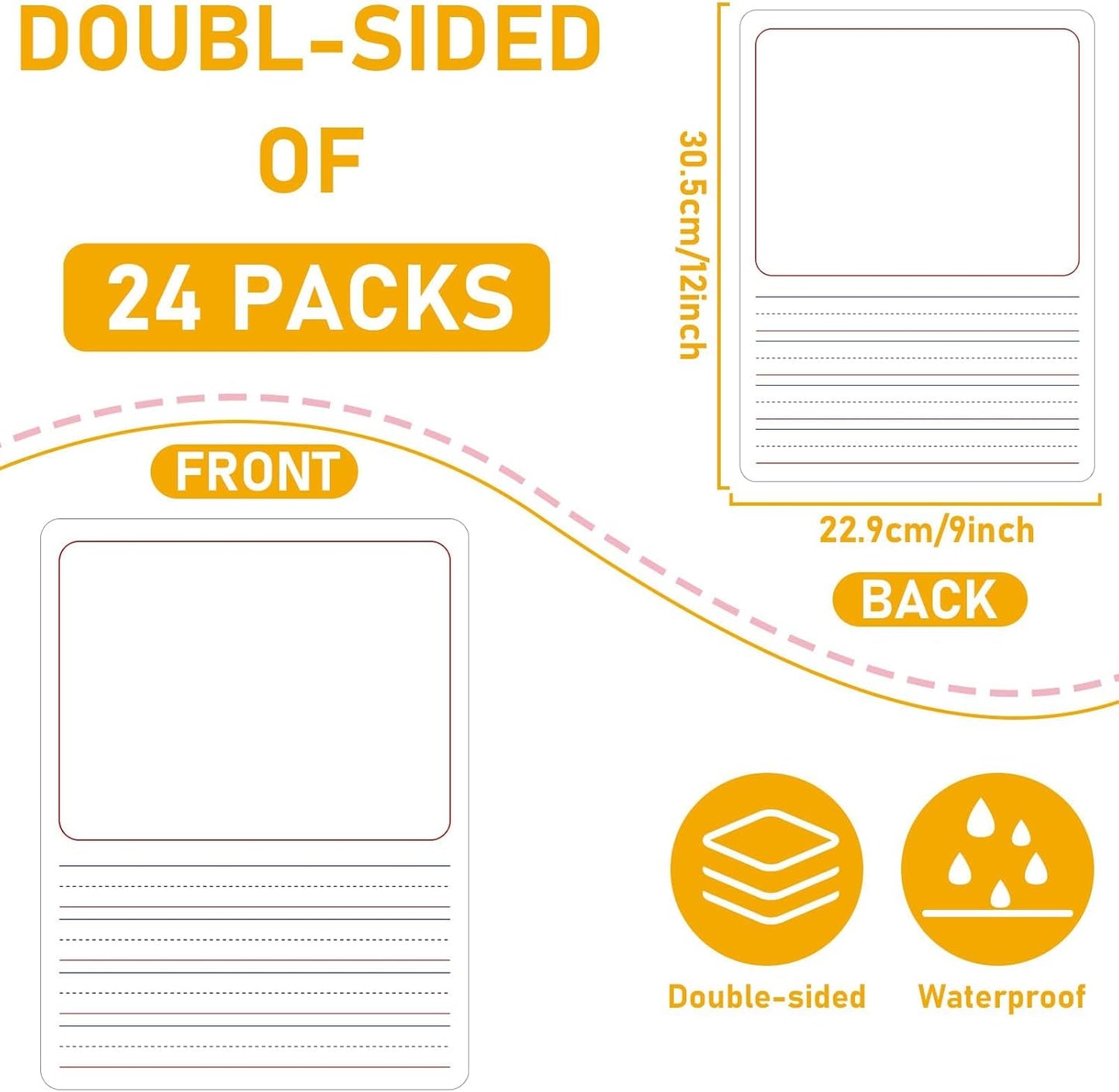 24Pcs Place Value Chart Dry Erase Flash Cards Double Sided Addition Subtraction Cardboard Math Whiteboard Math Manipulatives Teacher Portable Tool 12" x 9"