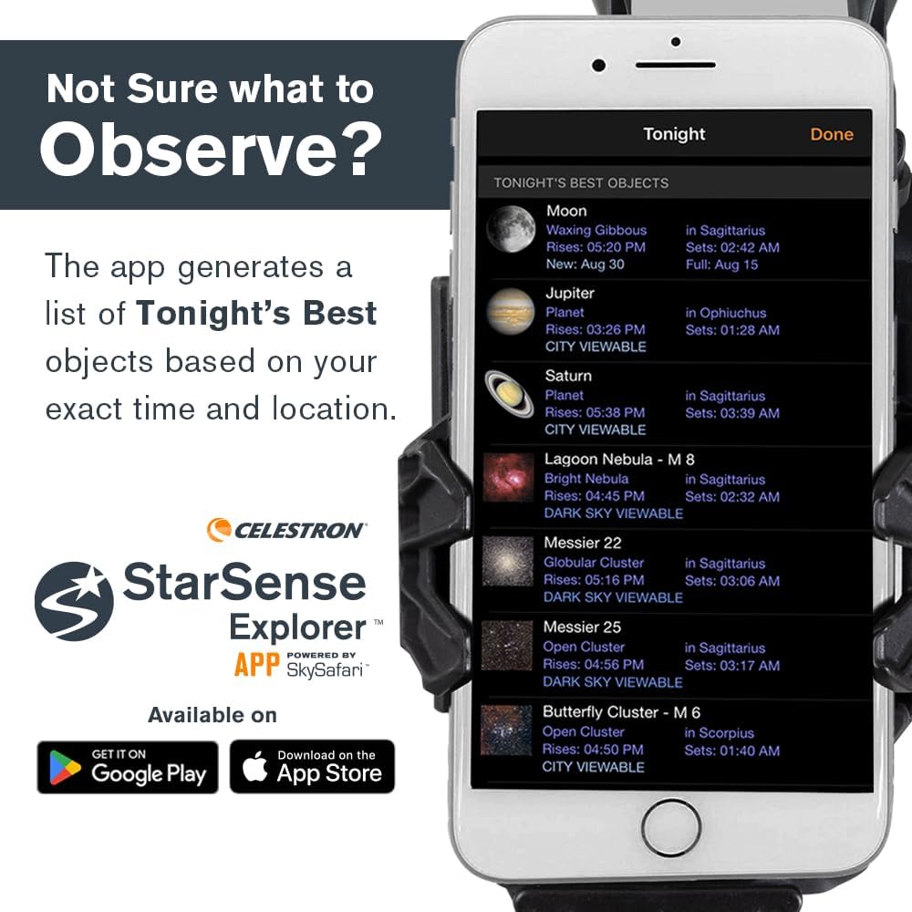 Celestron StarSense Explorer DX 130AZ App-Enabled Telescope – 130mm Newtonian Reflector with Smartphone Dock & StarSense App – iPhone & Android Compatible – Easy-to-Use for Beginners