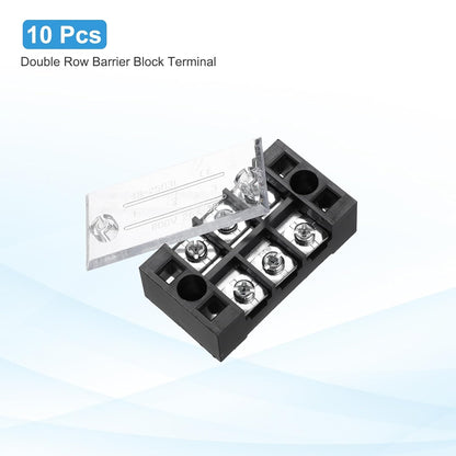 uxcell 10 Pcs Barrier Terminal Strip Block 600V 25A Dual Rows 8 Positions Rail Base Screw Connector(The Shell is Made of Flame Retardant and Heat Resistant Material)