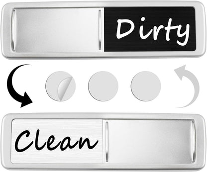 Dishwasher Magnet Clean Dirty Sign, Slide Strong Clean and Dirty Refrigerator Magnet Indicator for Dishwasher, Non-Scratch, Easy to Read, Self-Adhesive for Non-Magnetic Dishwasher（LightGray Brown）