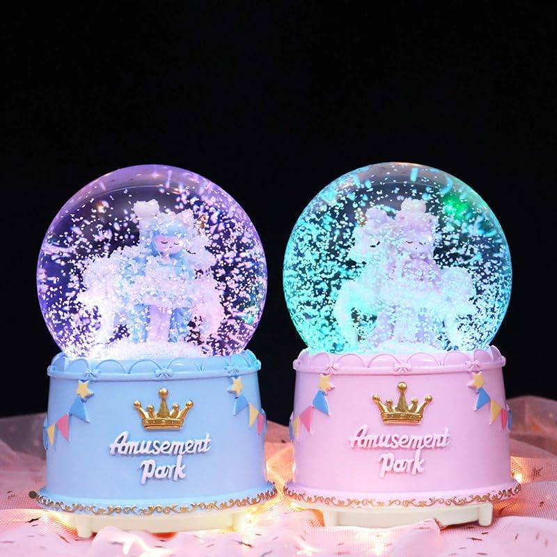 Snow Globe Birthday Gift for Girls,Princess Crown Snow Globe with Music, Automatic Snow Drift, Large Size Daughter Snow Globes Gifts for Christmas Decoration Birthday Gift (Pink)