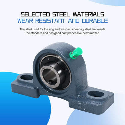 UCP202-10 Pillow Block Bearing,5/8" Bore Mounted Pillow Bearing Cast Iron Base -Self Aligning Chrome Bearing,2 Pcs