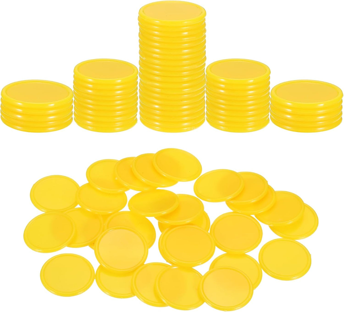 uxcell 100Pcs 0.8 Inch Plastic Poker Chips, Mini Bingo Chips Learning Counters Counting Counters Disks Markers Opaque Game Tokens for Game Play Math Counting, Yellow