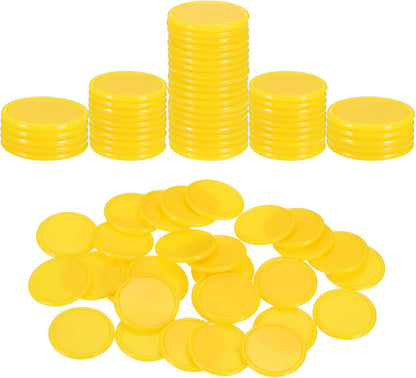 uxcell 100Pcs 0.8 Inch Plastic Poker Chips, Mini Bingo Chips Learning Counters Counting Counters Disks Markers Opaque Game Tokens for Game Play Math Counting, Yellow