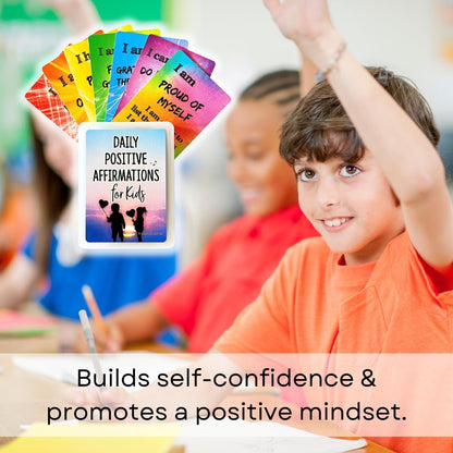 Daily Positive Affirmation Cards for Kids, Mindfulness Activities, Confidence Building, Growth Mindset, Positive Attitude, 54 Glossy cards in hard storage box, Loved by teachers, parents, & therapists