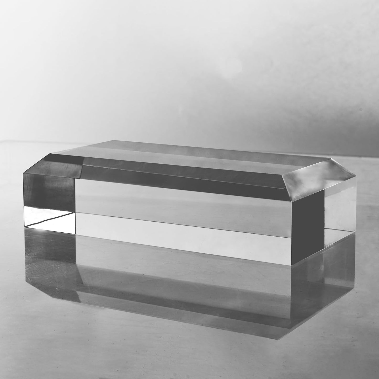 CiaoHER 2in Thickness Beveled Solid Acrylic Display Block Clear Polished Pedestal Stand Riser Solid Base (10x10)