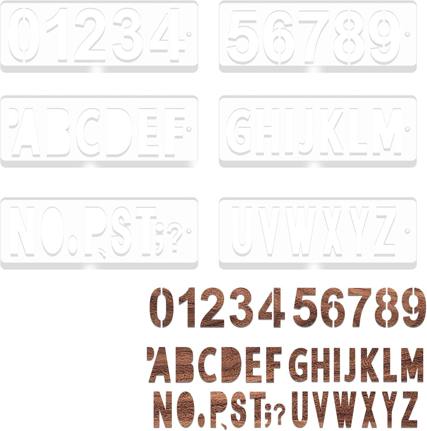 6PCS Acrylic Letter and Number Router Templates, 7.5 x 2.36 Inch Clear Router Template for Woodworking, Acrylic DIY Decorative Templates, Craft Tracing Guide Tool Stencils Templates