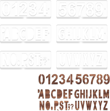 6PCS Acrylic Letter and Number Router Templates, 7.5 x 2.36 Inch Clear Router Template for Woodworking, Acrylic DIY Decorative Templates, Craft Tracing Guide Tool Stencils Templates