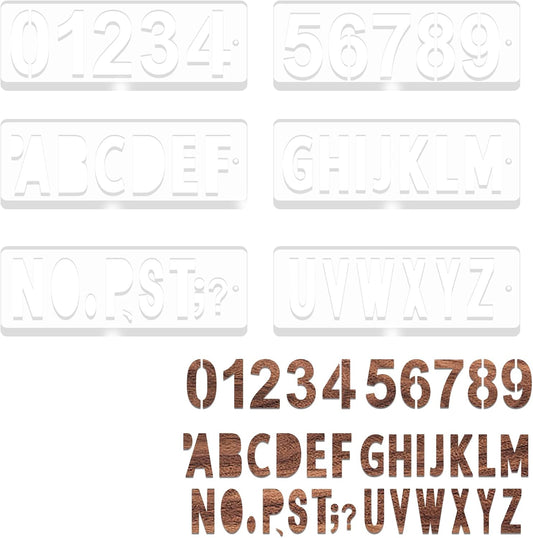 6PCS Acrylic Letter and Number Router Templates, 7.5 x 2.36 Inch Clear Router Template for Woodworking, Acrylic DIY Decorative Templates, Craft Tracing Guide Tool Stencils Templates