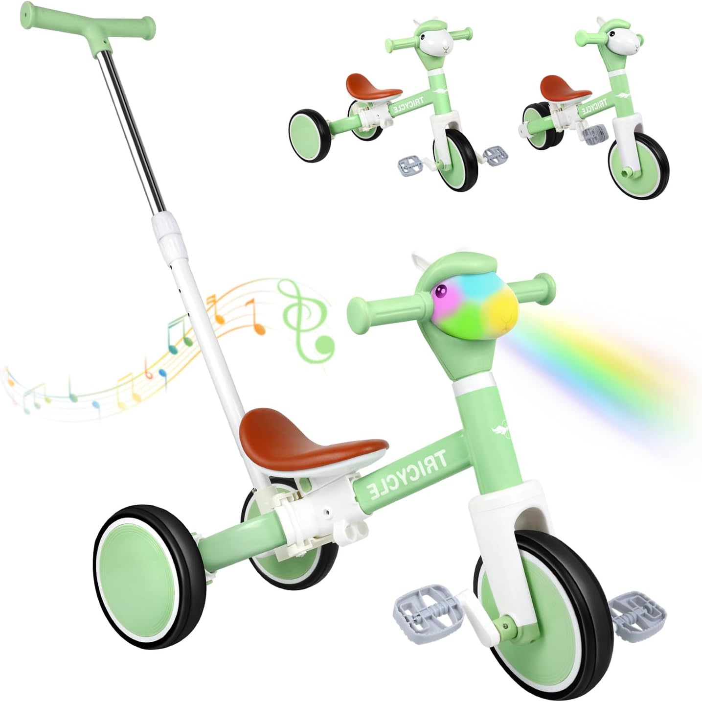 Tricycle for Toddlers 1-3 Year Olds, 5 in 1 Toddler Balance Bike 2-4 Years Old Boys Girls, Push Trike Toys with Adjustable Handle, Birthday Gifts for 2 3 4 5 Year Old Kids Bike (Blue)