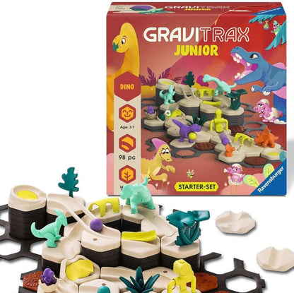 Ravensburger GraviTrax Junior Starter Set L Dino 24586 - Expandable marble run for children, made of environmentally friendly materials with theme worlds, educational and construction toy from 3 years