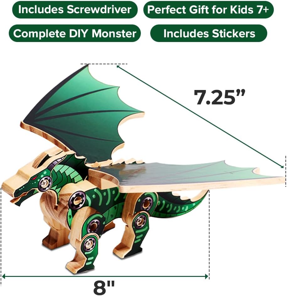 Little Jupiter DIY Wooden Kit with Stickers - Dinosaur Toys for Kids for 7-12 Yrs - Dinosaur Toy Woodworking Kits - Wood Crafts - Kids Building Kit - Wooden Crafts (Stegosaurus)