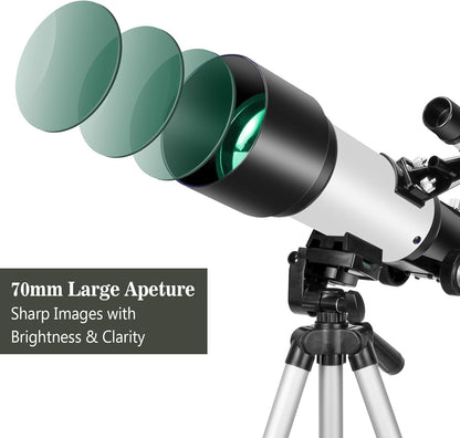 Telescopes, Telescope for Kids and Adults Beginners, 70mm Aperture 400mm Focus Length Refractor Travel Telescope with AZ Mount for Observe The Moon and Landscape (Blue)
