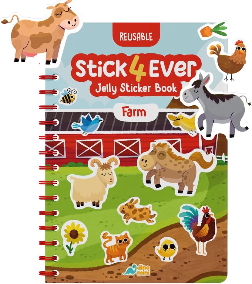 Stick4Ever Jelly Sticker Book - for Kids - Waterproof, Easy to Clean Reusable Sticker Book for Toddlers- Reusable Road Trip Activities for Kids - Stocking Stuffers for Toddlers (Wonderland)