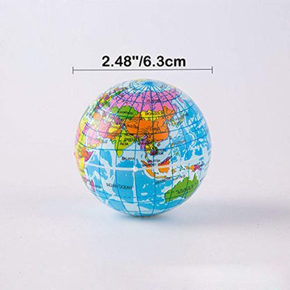 2.48'' Mini Squeezable Globe Stress Balls,Tension Reliver Balls,Party Favor,Soft PU Globe Ball,Earth Pattern,Party Toys
