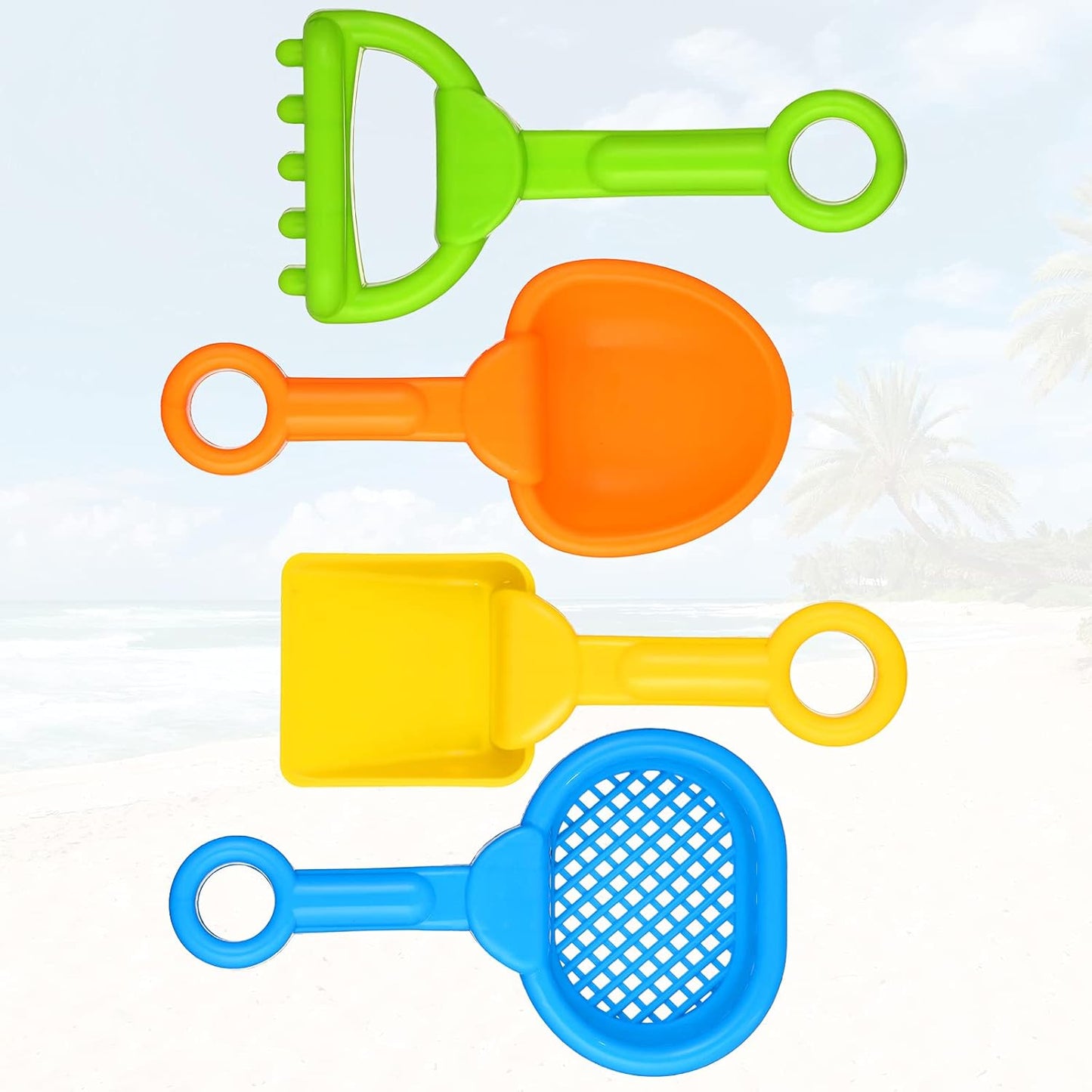 Skylety 8 Pieces Sand Shovels for Kids Colorful Plastic Rake Summer Beach Sand Sifter Shovel for Planting Digging Garden Tool Travel Beach Essentials