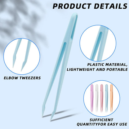 15PCS Multi-Colors Plastic Tweezers, Plastic Fuse Beads Forceps for DIY Craft Jewelry Making Family, Handmake Beads Crafts Tweezers/Manual DIY Creative Craft Game Tool for Beading Projects