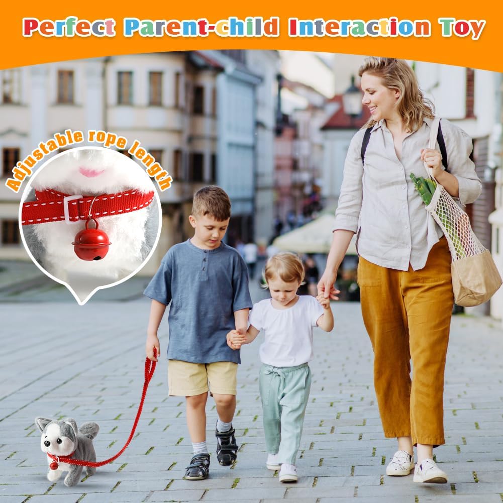 KSABVAIA Plush Teddy Toy Puppy Electronic Interactive Dog - Walking, Barking, Tail Wagging, Stretching Companion Animal for Kids Toddlers