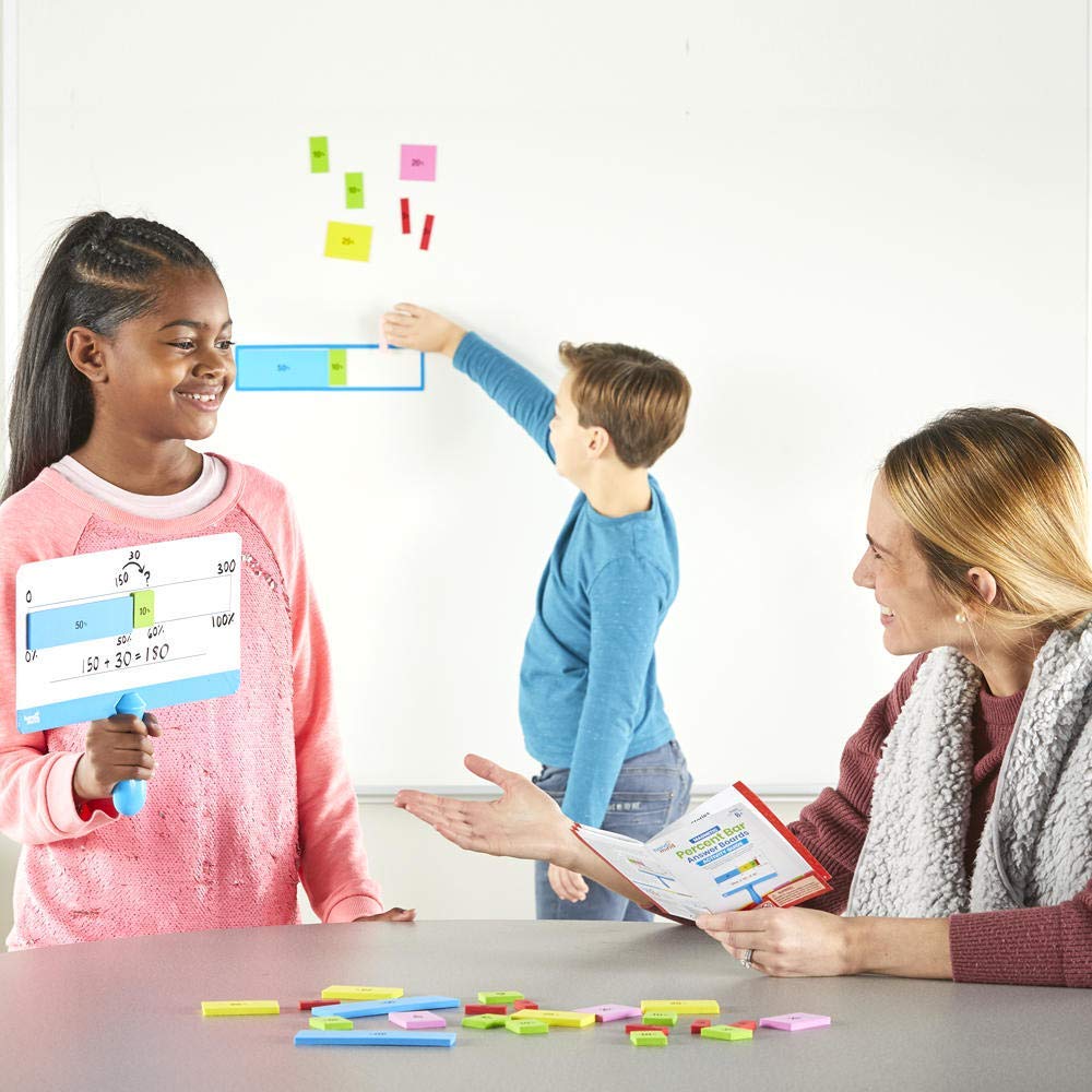 hand2mind Magnetic Demonstration Percent Bar, Fraction Bars, Magnetic Fraction Strips for Teacher Large, Math Teaching Tools, Math Manipulatives for 4th Grade, Teacher Supplies for Math Classroom