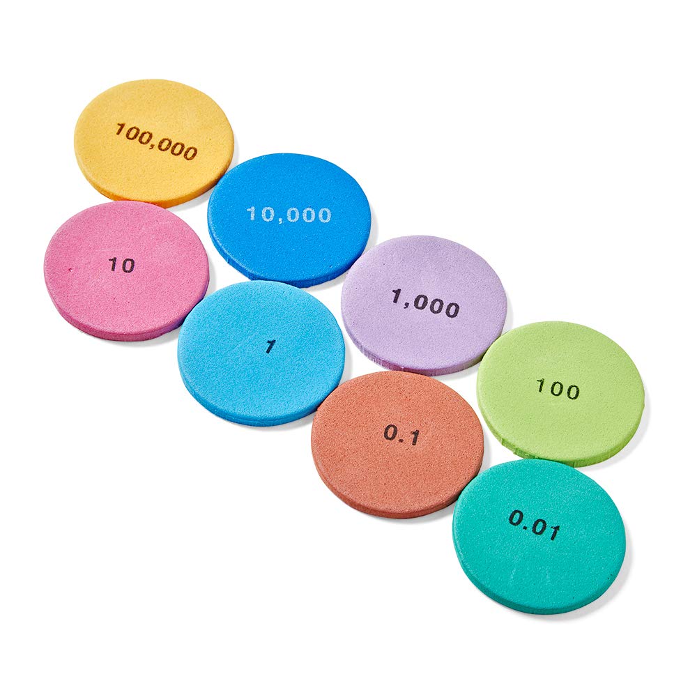 hand2mind Soft Foam Place Value Disks 4 Values, Counting Chips for Kids, Math Counters Kindergarten, Math Teacher Supplies, Base 10 Math Manipulatives for Elementary School (Pack of 200)